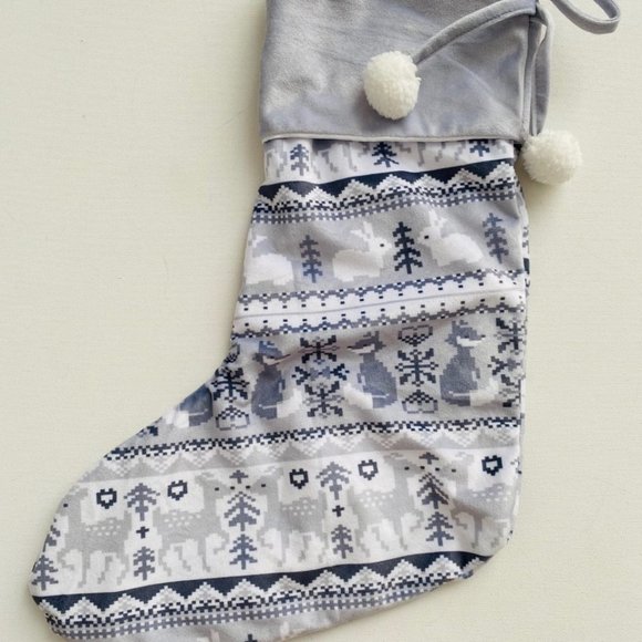 Rachel Zoe Baby's 1st  Christmas Stocking Velour Grey - Picture 2 of 2